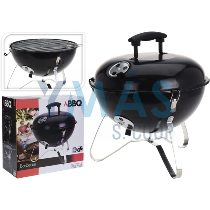 BARBACOA PORTATIL CON TAPA Y ASA 37CM