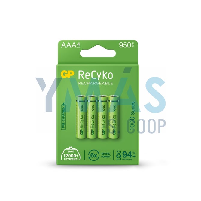 PILA RECARGABLE LR3 AAA 1.2V 1000MAH 4UDS RECYKO