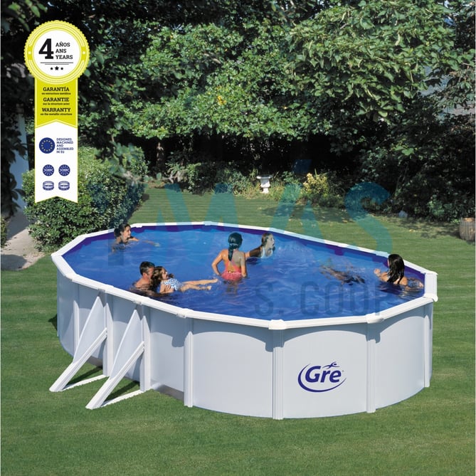 PISCINA OVAL BLANCA 610X375X120 CM FILTRO CARTUCHO