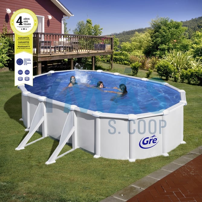 PISCINA OVAL BLANCA 610X375X132CM FILTRO ARENA