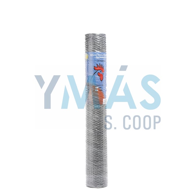 MALLA TRIPLE TORSION GALVANIZADA 25X1M Nº25