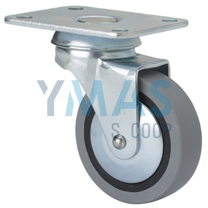 RUEDA GIRATORIA B GOMA D50 GRIS PLACA 70X55MM 22KG