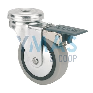 RUEDA GIRATORIA GOMA D60 GRIS 10MM 25KG C/FRENO