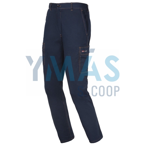 PANTALON ALGODON EASY STRETCH AZUL T-M 260GR