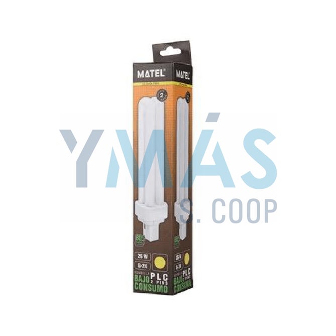 LAMPARA PLC 2 PINS B.CONSUMO 26W G24D3 LUZ CALIDA