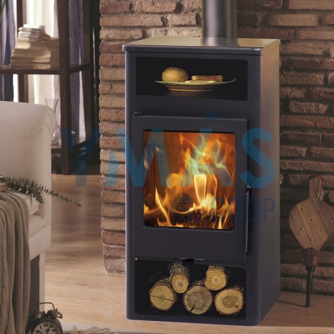 ESTUFA LEÑA ALTEA 6KW S/TRASERA 120MM ECODESIGN
