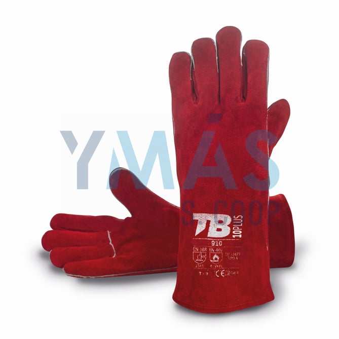 GUANTE SOLDADOR SERRAJE ROJO 34CM