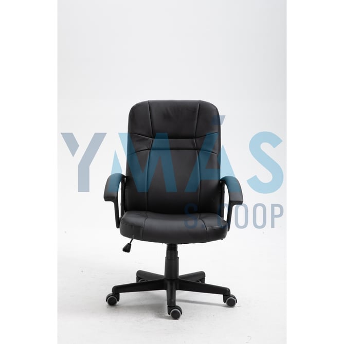 SILLA OFICINA CON REPOSABRAZOS SIMIL PIEL NEGRO
