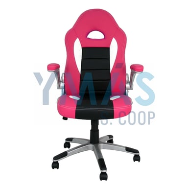 SILLA ESTUDIO POLIPIEL BRAZO ABATIBLE ROSA Y NEGRA