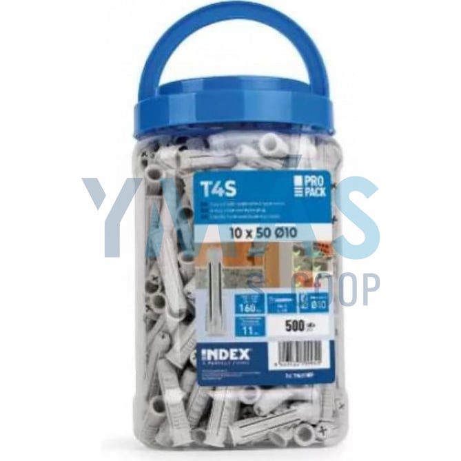 BOTE PLASTICO 500TACOS NYLON 8X40 4 SEGMENTOS
