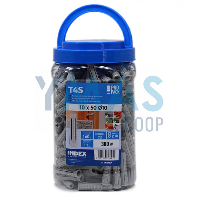BOTE PLASTICO 300TACOS NYLON 10X50 4SEGMENTOS