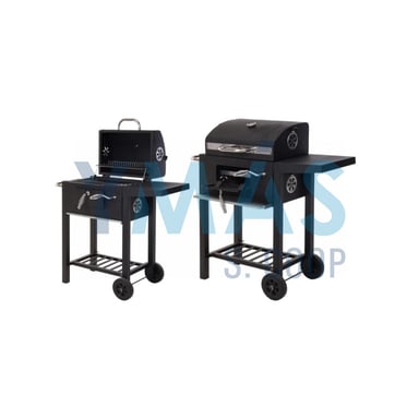 BARBACOA CARBON C/TAPA CARRO TRANSPORTE 45X32CM