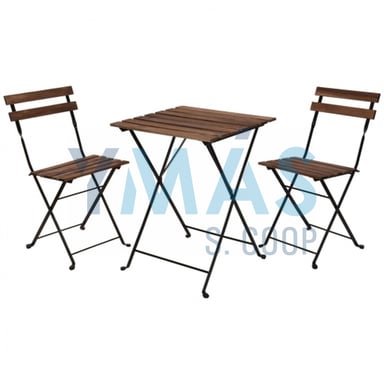 MESA MADERA +2SILLAS PLEGABLES MADERAS/METAL