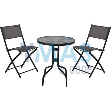 SET BALCON MESA METAL 60CM +2SILLAS