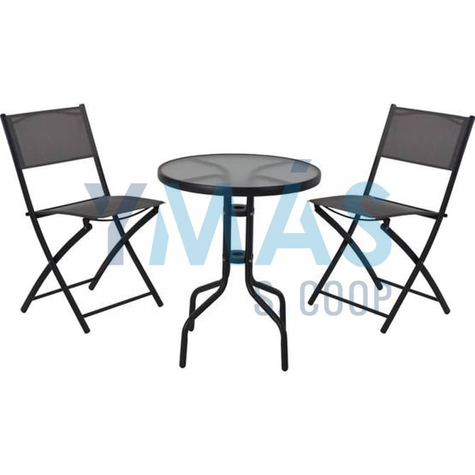 SET BALCON MESA METAL 60CM +2SILLAS