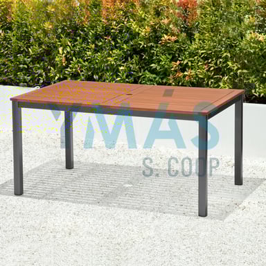 MESA NAPOLES MADERA EUCALIPTO Y ALUMINIO 150X90X74