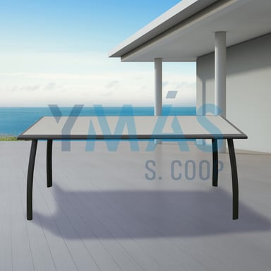 MESA JARDIN PORTOFINO ALUM. Y CRISTAL 180X100X75CM