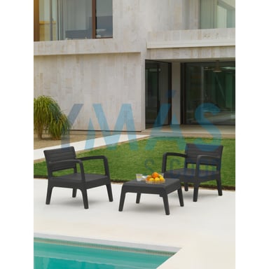 SET MIAMI 2 SILLONES Y MESA AUXILIAR GRAFITO