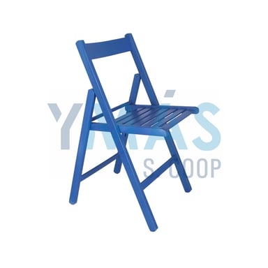 SILLA PLEGABLE MADERA HAYA AZUL