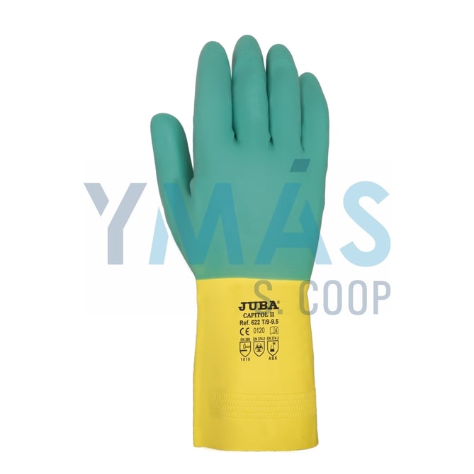 GUANTE LATEX VERDE/AMARILLO T9