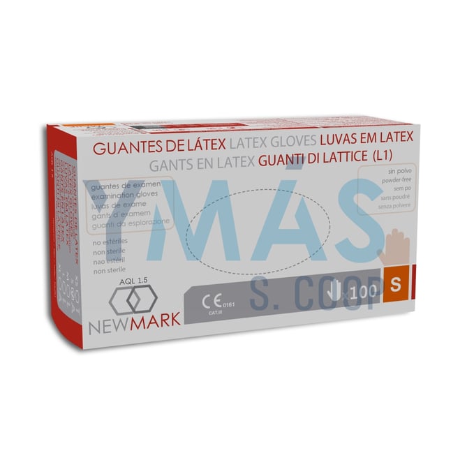 GUANTE LATEX DESECHABLE SIN POLVO 100UDS P