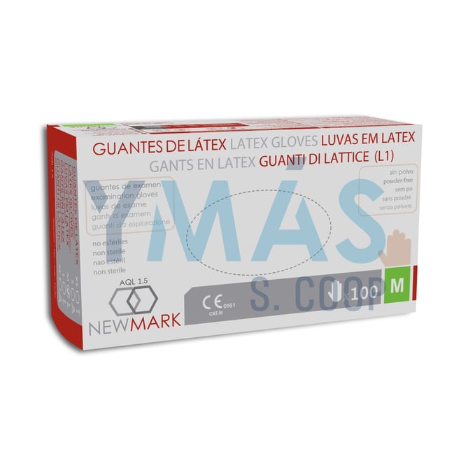 GUANTE LATEX DESECHABLE SIN POLVO 100UDS M