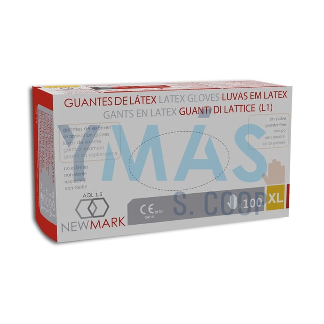 GUANTE LATEX DESECHABLE SIN POLVO 100UDS XG