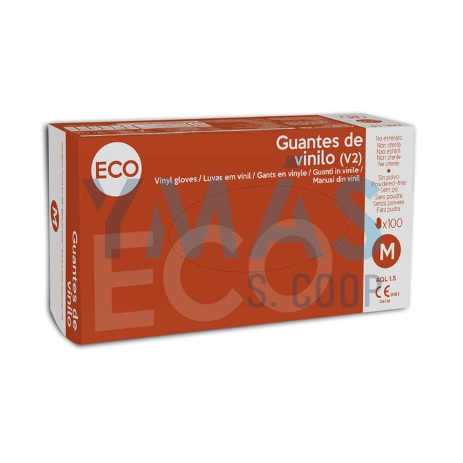 GUANTE VINILO DESECHABLE ECO SIN POLVO 100UDS M