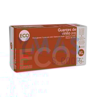 GUANTE VINILO DESECHABLE ECO SIN POLVO 100UDS XG