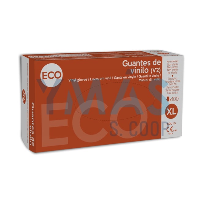 GUANTE VINILO DESECHABLE ECO SIN POLVO 100UDS XG