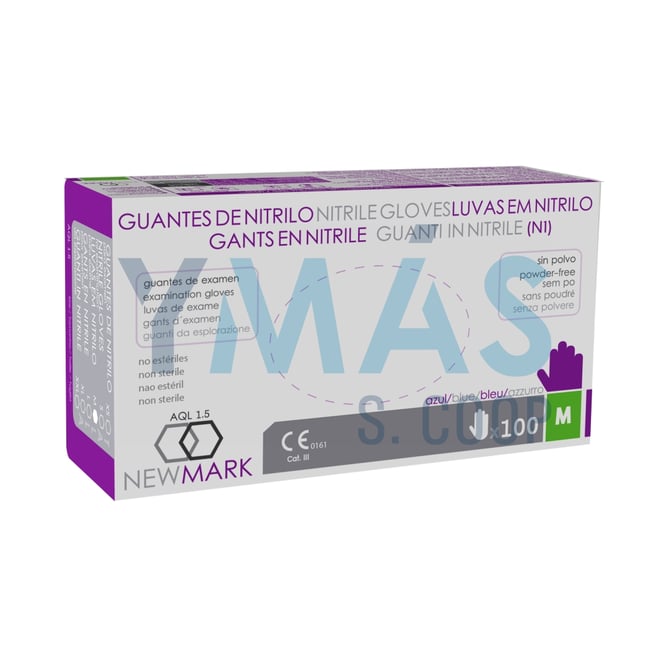 GUANTE NITRILO NEW MARK AZUL 100UDS M