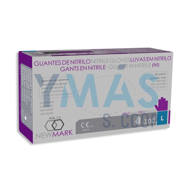 GUANTE NITRILO NEW MARK AZUL 100UDS G