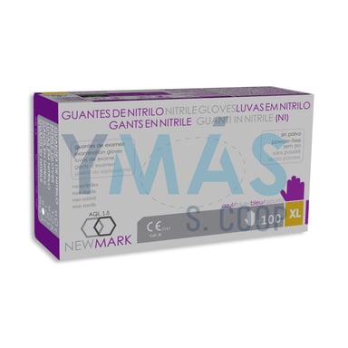 GUANTE NITRILO NEW MARK AZUL 100UDS XG