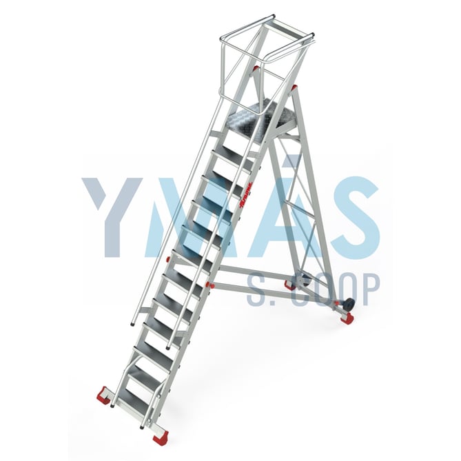 ESCALERA ALMACEN C/PLATAFORMA+RUEDAS 12 PELDAÑOS