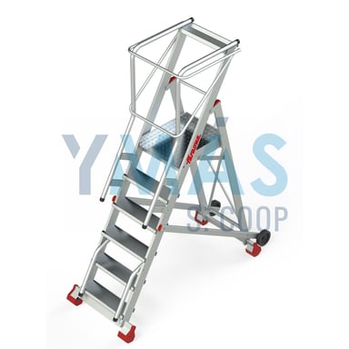 ESCALERA ALMACEN C/PLATAFORMA+RUEDAS 6 PELDAÑOS