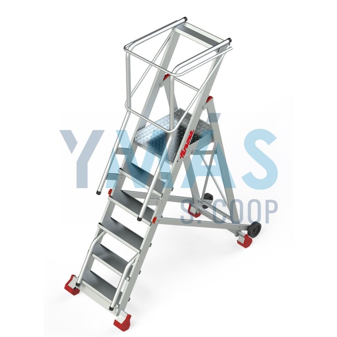 ESCALERA ALMACEN C/PLATAFORMA+RUEDAS 6 PELDAÑOS
