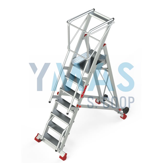 ESCALERA ALMACEN C/PLATAFORMA+RUEDAS 7 PELDAÑOS