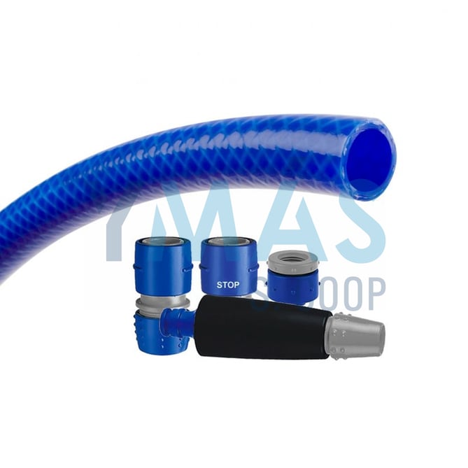 MANGUERA AZUL Ø5/8" 15MMX15M + ACCESORIOS