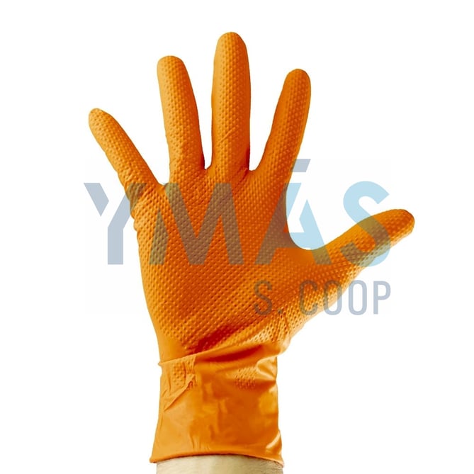 GUANTE NITRILO DIAMANTADO NARANJA S/POLVO 90UDS XL