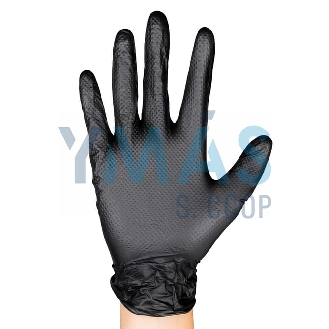 GUANTE NITRILO DIAMANTADO NEGRO S/POLVO 100UDS M