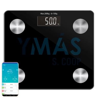 BASCULA BAÑO CRISTAL DIGITAL BLUETOOTH 200KG/100G