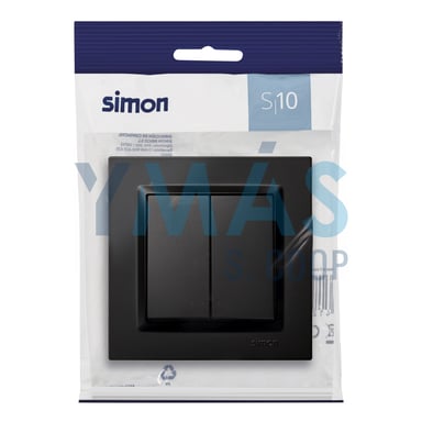 DOBLE CONMUTADOR NEGRO  SIMON 10