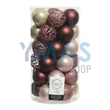 BOLAS ARBOL NAVIDAD DORADAS ROSAS Ø6CM 37 PIEZAS