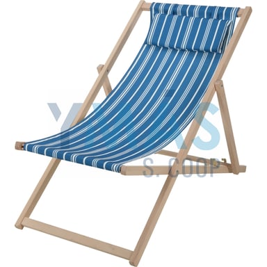TUMBONA MADERA PLEGABLE RAYAS AZULES 56X97X85CM
