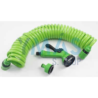 MANGUERA ESPIRAL 7.5M C/PISTOLA 4 FUNC+ ACCES.