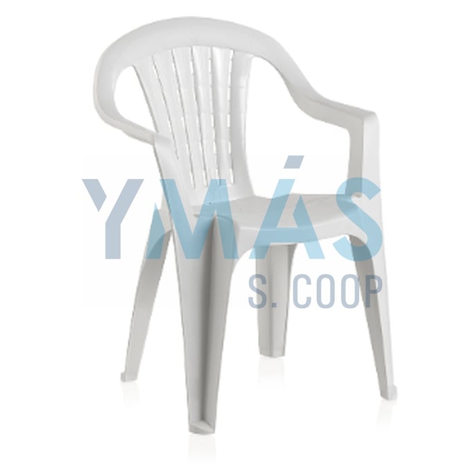 SILLA MONOBLOCK RESPALDO BAJO C/BRAZOS BLANCA