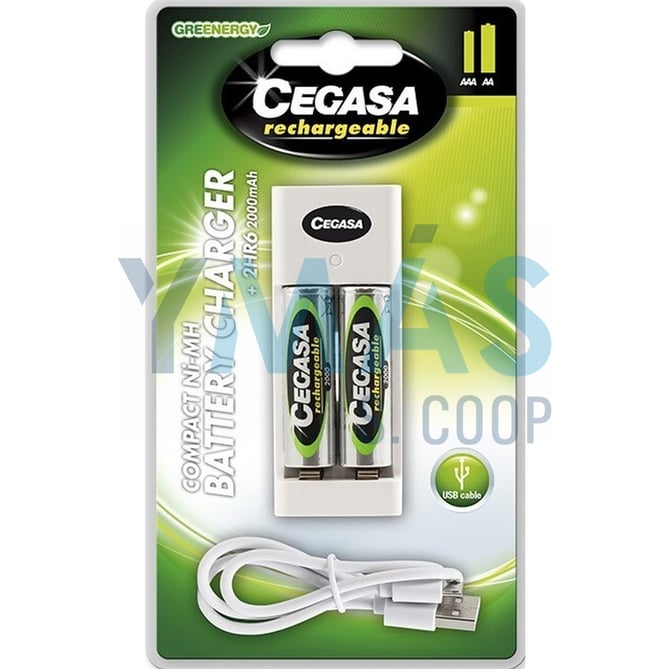 CARGADOR PILAS CEGASA COMPACTO + 2HR6 2000 MAH