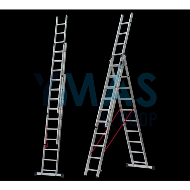 ESCALERA ALUMINIO 3 TRAMOS 3.44X7,64M 3X12 PELDAÑ