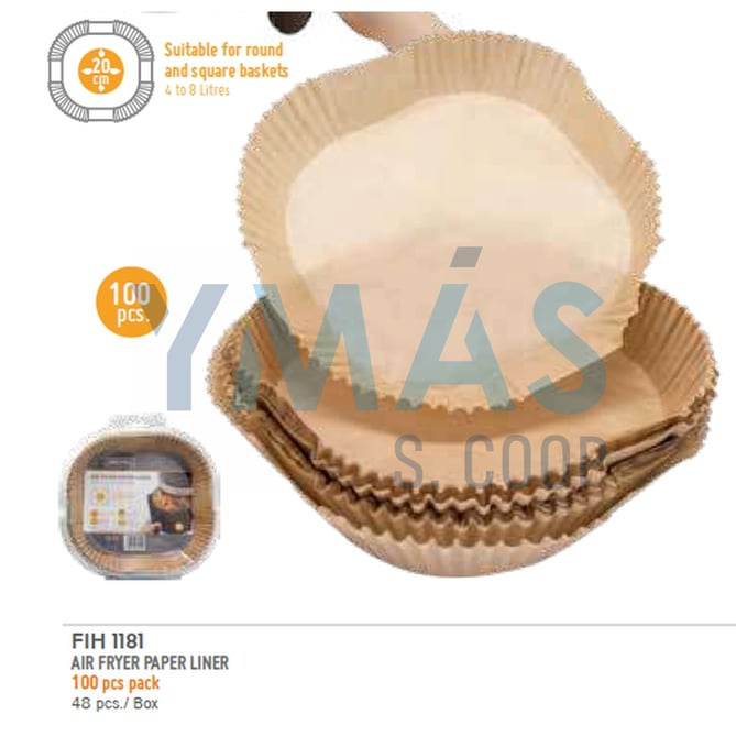 BANDEJA PAPEL FREIDORA AIRE 20X20CM 4-8L 100UDS