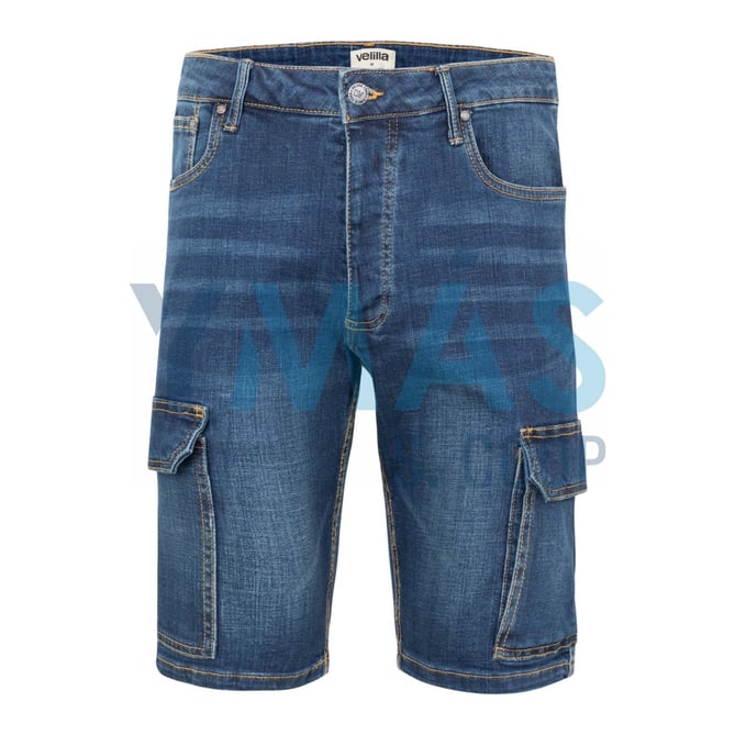 PANTALON CORTO DENIM STRETCH MULTIBOLSILLO AZUL XL